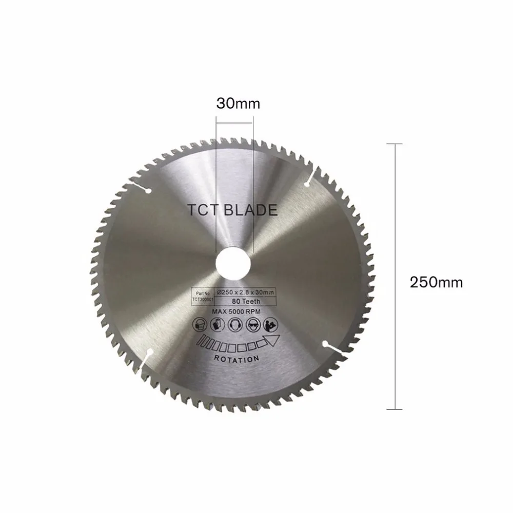 Циркулярная Пила TCT Лезвия колеса диски TCT сплав Деревообработка multi режущие диски для резки древесины 250x30 мм 80 зубы