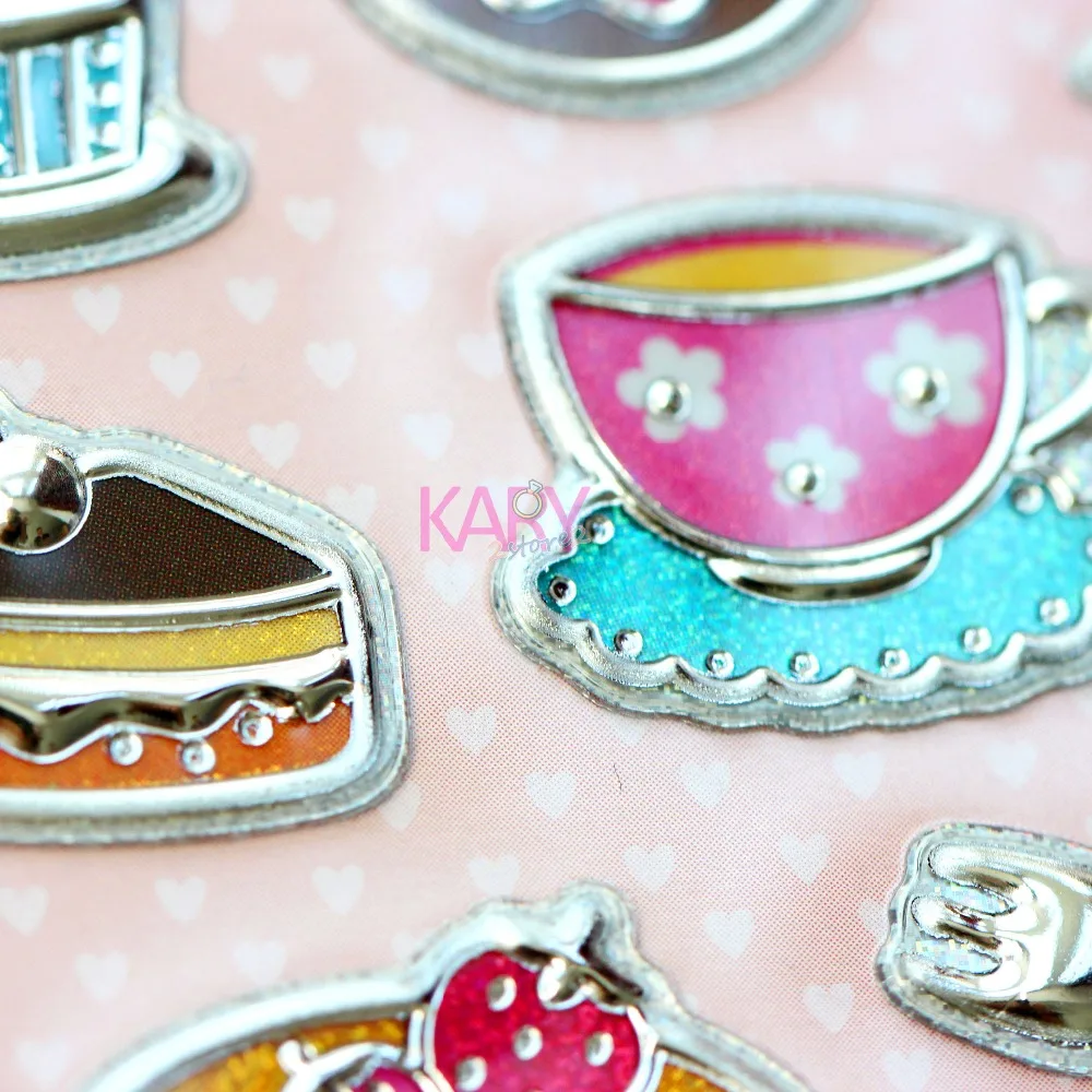 

Afternoon Tea Teapot Cake Pie Donut Candy Pudding Scrapbooking Shiny Sparkle Undulate Stickers Emoji Reward Kids Children Toys