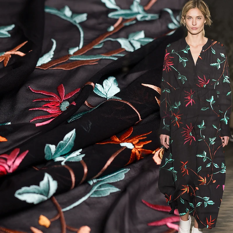silk embroidered dress