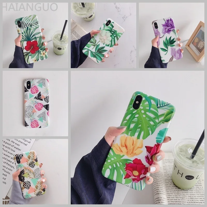 

Stitching pineapple maple leaf retro flower phone case for iPhone 8 7 6 S plus case for iPhone X 10 XR XS MAX phone back cover