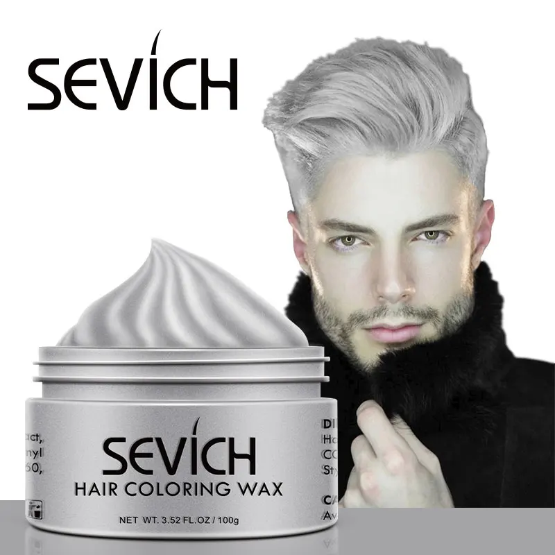 Sevich Temporary Hair Color Wax Men Diy Mud One-time Molding Paste Dye Cream Hair Gel for Hair Coloring Styling Silver Grey 120g purim time coloring