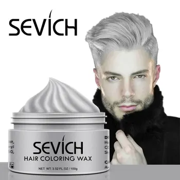 Sevich Temporary Hair Color Wax Men Diy Mud One-time Molding Paste Dye Cream Hair Gel for Hair Coloring Styling Silver Grey 120g 1