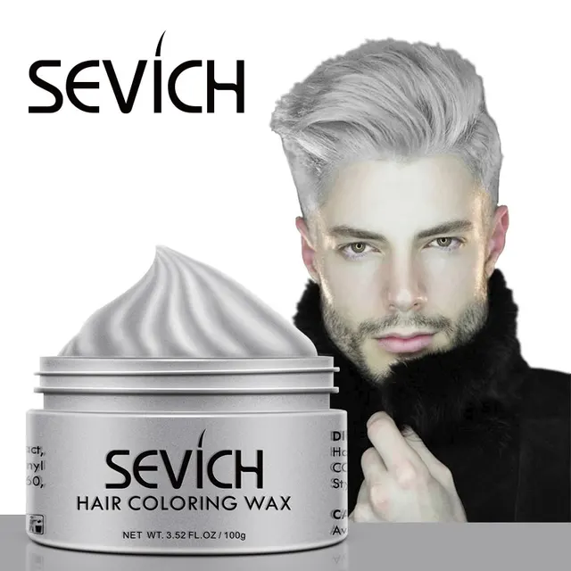 Sevich Temporary Hair Color Wax Men Diy Mud One-time Molding Paste Dye Cream Hair Gel for Hair Coloring Styling Silver Grey 120g 1