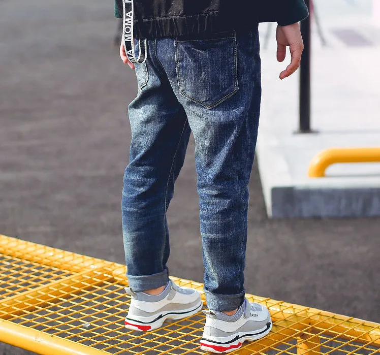 Ajlong/зимние джинсы для мальчиков; детские джинсы с эластичной резинкой на талии; брюки; детские штаны; брюки