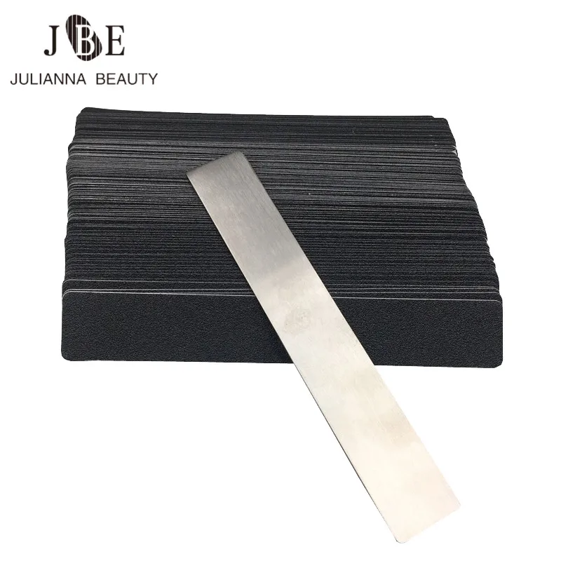 

100 Pcs Replacement Sand Paper Double Sided Halfmoon Nail File Calluses Remover Manicure Stainless Steel Handle Sand Paper With