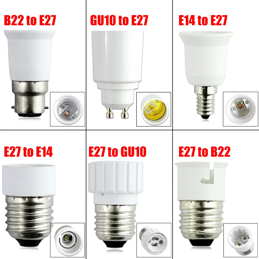 

TSLEEN 1Pcs New Fireproof Material GU10 E27 E14 B22 lamp Holder Converter Socket Conversion light Bulb Base type Adapter