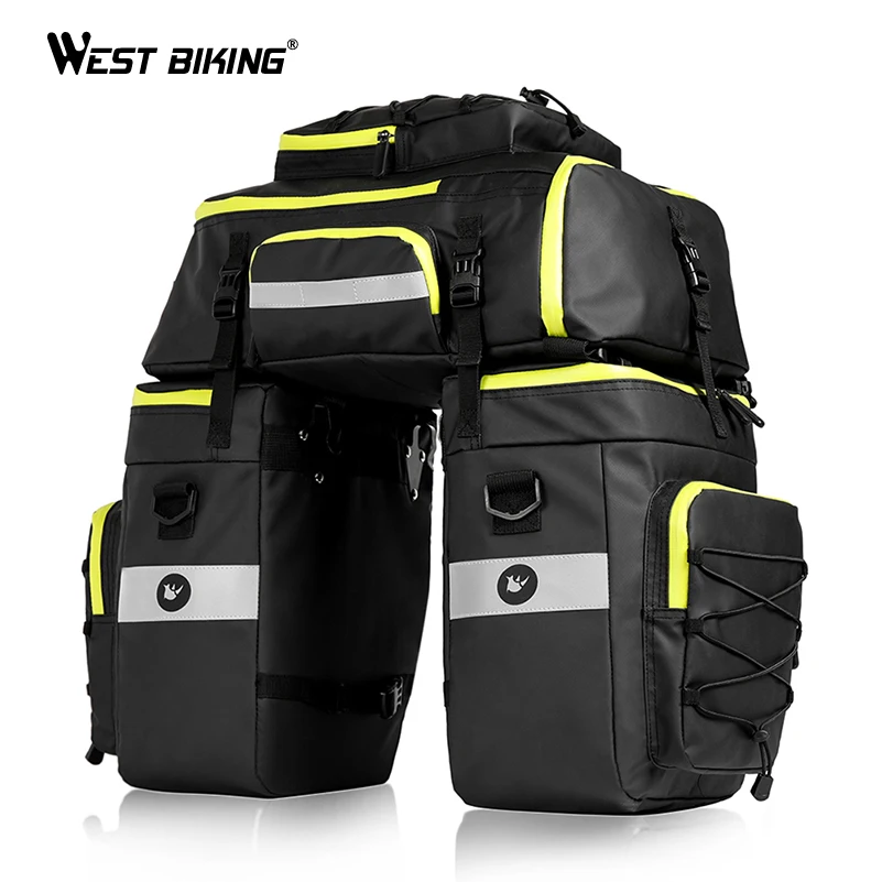 "WEST" 3 in 1 Doppel-Satteltaschen - 75Liter- große wasserdichte-abnehmbare Rucksacktaschen für Radreisen mit Regenschutz 4