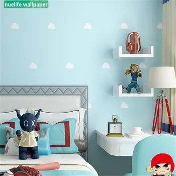 

Nordic style blue sky white clouds pattern wallpaper boy girl room living room bedroom restaurant shop decoration wallpaper