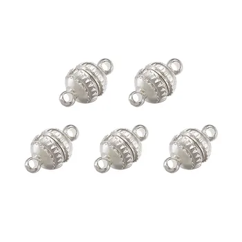 

5 Set Brass Magnetic Clasps for jewelry DIY making Supplies accessories, Nickel Free, Round, Platinum,11x6mm, Hole: 1mm F70