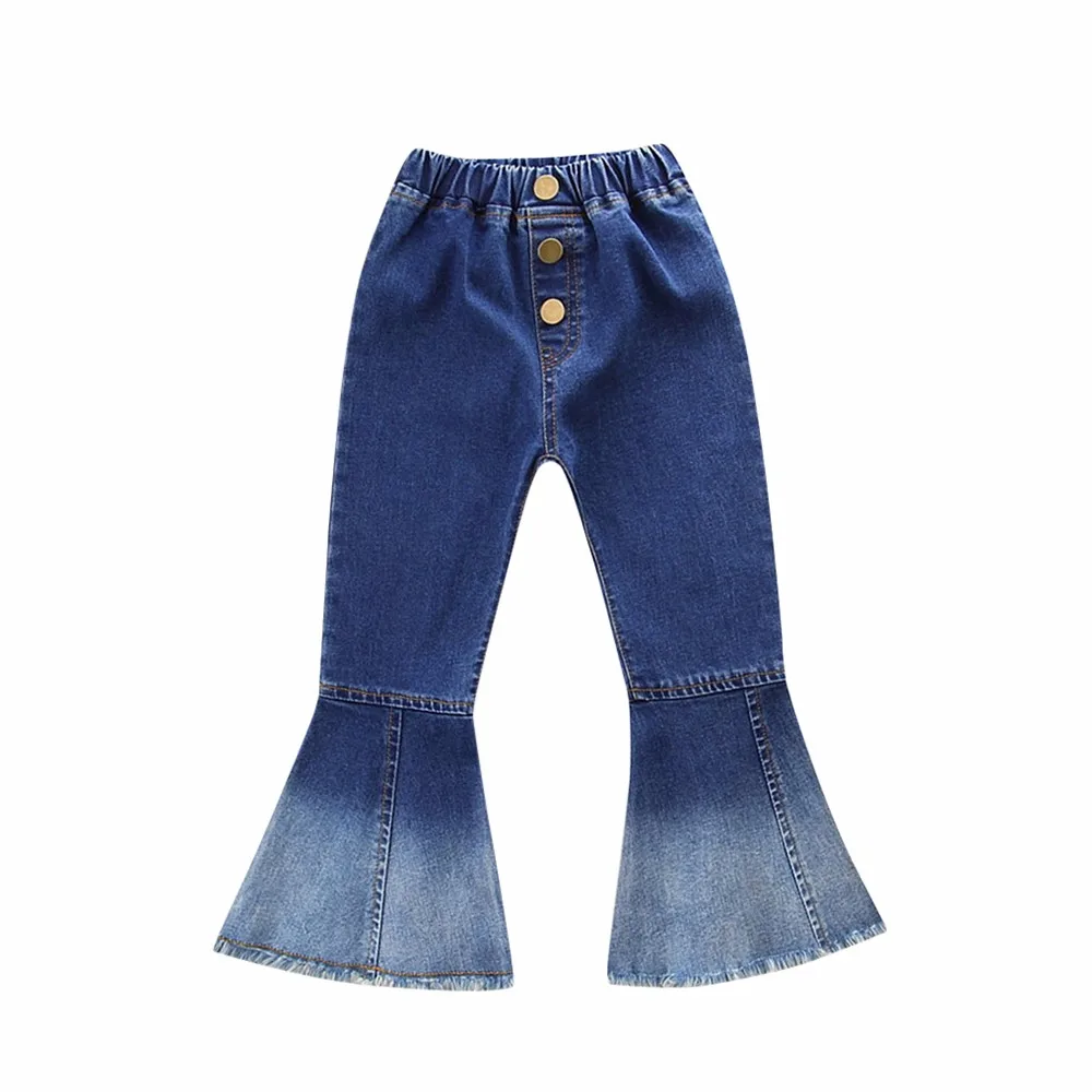 2018 Children Infant kid Girls Vintage Jeans Splice Bell bottoms Denim