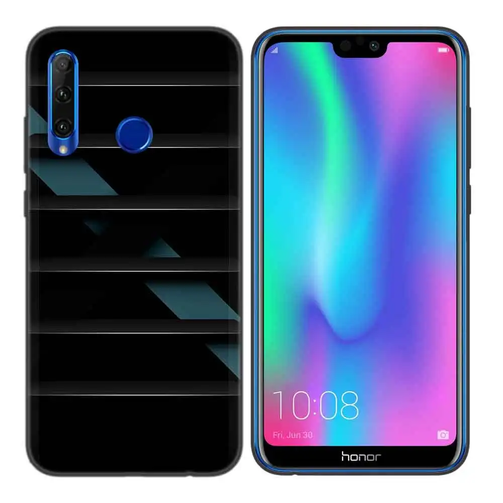 Черные силиконовые серьги чехол для huawei Honor 8C 8X 8A 10 20 Lite рro Y5 Y6 Y7 Y9 играть 9X наслаждаться V20 Капа черный свет