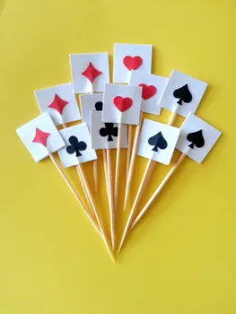 

Casino Poker Cards cupcake toppers wedding cocktail Party Food Picks birthday toothpicks bridal showers cake topper