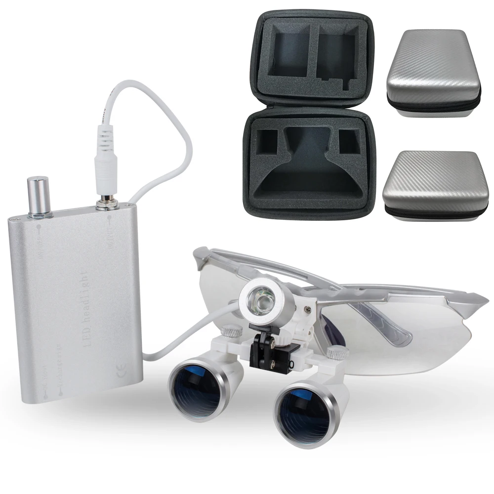 Loupe Set with Silver Case Binocular Loupes 3.5X420mm Optical Glass