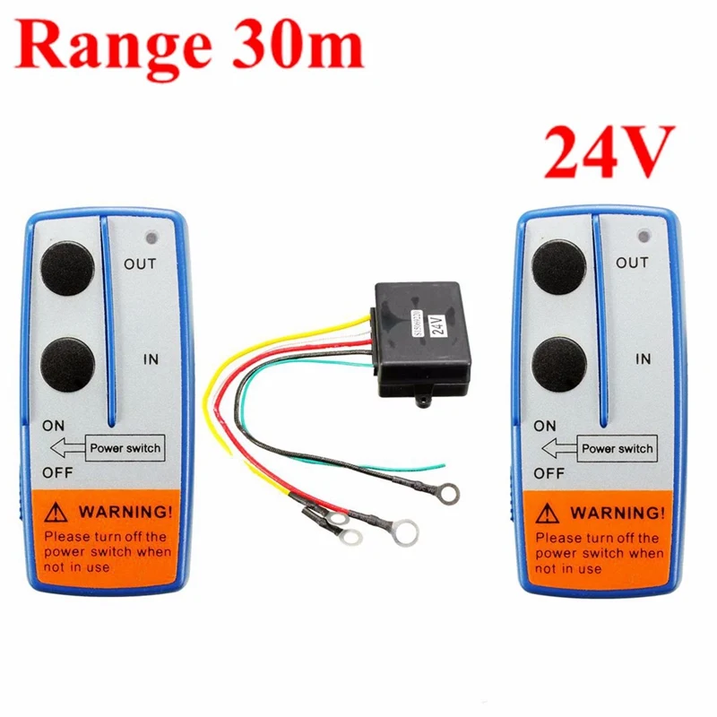 

24V 60 Feet/18m Universal Car Wireless Winch Crane Remote Control Controller With Twin Handset Remote Range