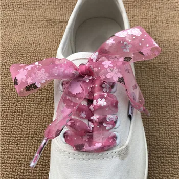 

1Pair Snowflake Yarn Flat Satin Silk Ribbon Shoelaces Shoe Laces Sneaker Party Sport Shoes Lace Strings
