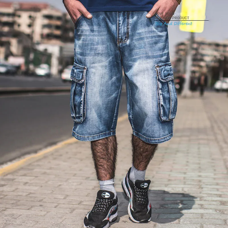 Джинсы мужские 2019 летние Modis с несколькими карманами мужские синие джинсовые шорты Уличная свободные большие размеры прямые шорты из