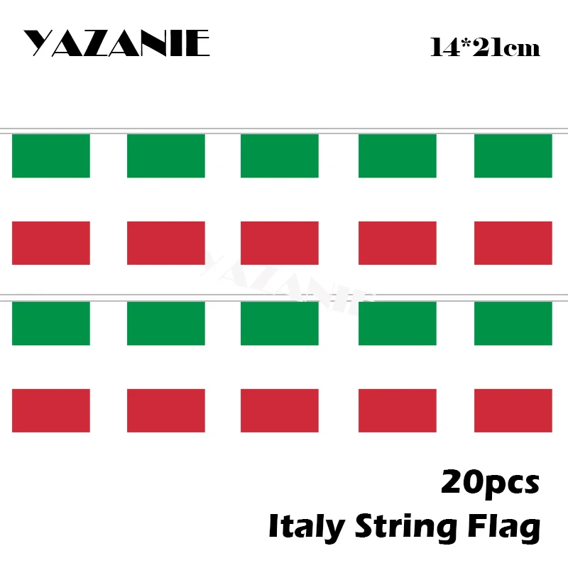 

YAZANIE 14*21cm 20PCS 5Meter Italy Hanging String Flag Polyester Custom Sports Banner for Festival Home Decoration Free Shipping