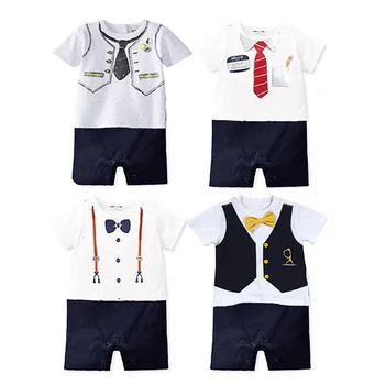 

Summer Baby Boy Rompers Newborn Cotton Gentleman Suit Bow Tie Leisure Clothing Toddler Jumpsuits Baby Boys Brand Clothes