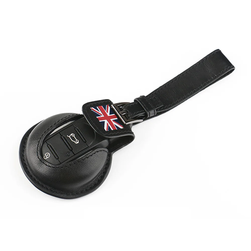 Автомобильный чехол для ключей из натуральной кожи, брелок для ключей, чехол для Mini Cooper JCW One F54 F55 F56 F60 земляк, аксессуары - Название цвета: Черный