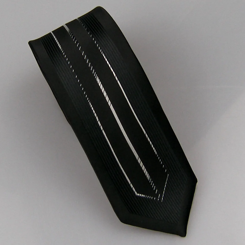 Lammulin Для мужчин костюм Галстуки черный с серебряной линией вертикальные полосы галстук симметрии микрофибры узкий галстук 6 см Свадебная вечеринка