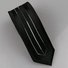 Lammulin Для мужчин костюм Галстуки черный с серебряной линией вертикальные полосы галстук симметрии микрофибры узкий галстук 6 см Свадебная вечеринка