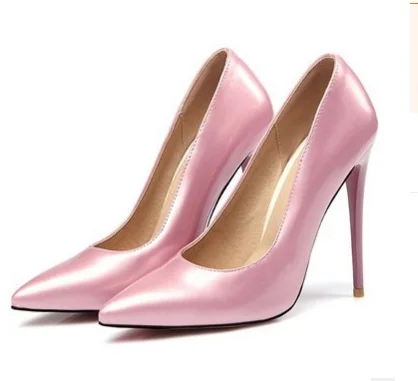 Ladies super high heel shoes sexy pointed toe pumps stiletto mujer high quality 12cm heels plus size 9 15 16 black red Ephemeral