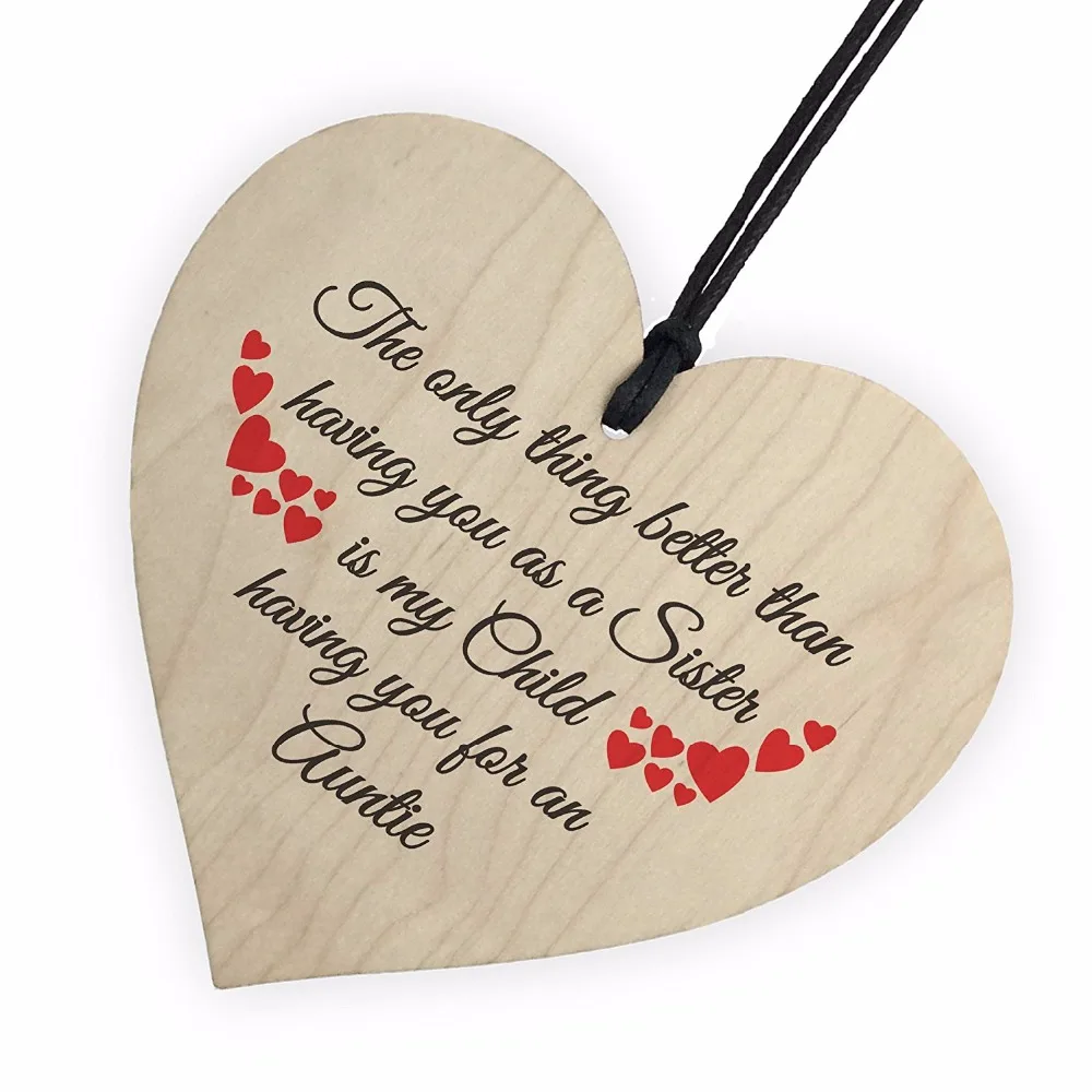 6-Meijiafei-SISTER-Child-Having-You-As-Auntie-Sign-Wooden-Hanging-Heart-Christmas-Plaque-Aunt-Birthday-Sign