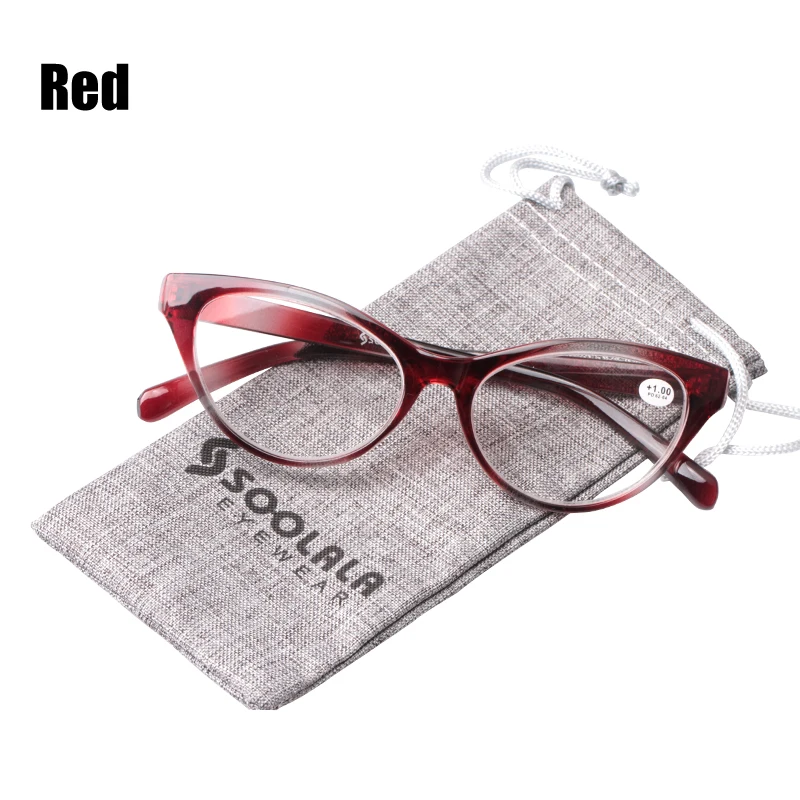 SOOLALA ультралегкие очки для чтения «кошачий глаз», женские и мужские очки, очки, полная оправа 0+ 1+ 1,5+ 2+ 2,5+ 3+ 3,5 - Цвет оправы: Red
