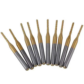 

50pcs 3.175mm Gold Titanium Coated Cutter Carbide End Mill Carbide Corn Router Blade Cutting Tool (1.4mm)