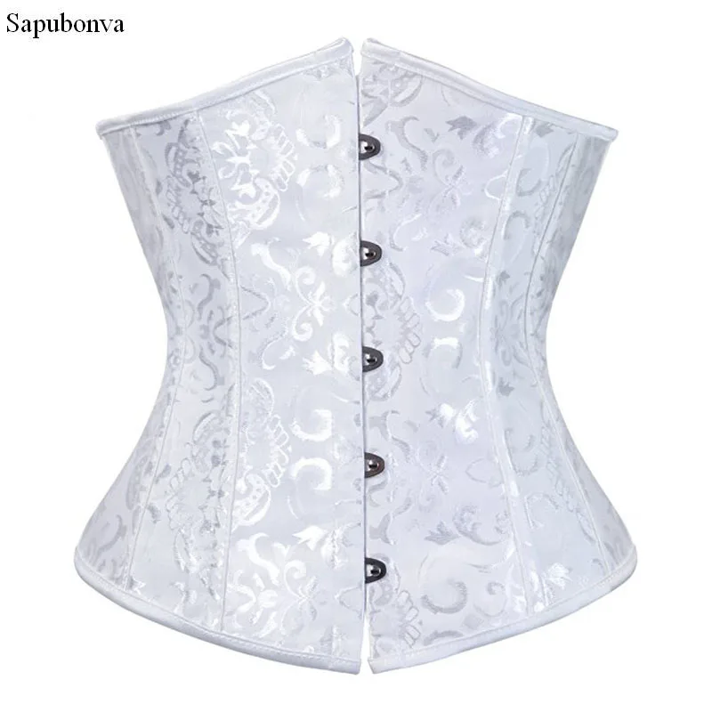 

12 Steel Boned Corset Underbust Waist Cincher Corsets and Bustiers Gothic Corselet Sexy Body Shaper Black White espartilho 6XL
