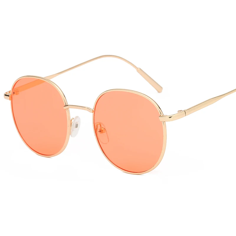 

2018 Retro Round Sunglasses Women Brand Designer Sun Glasses For Women Alloy Mirror Sunglasses female Oculus de sol pink