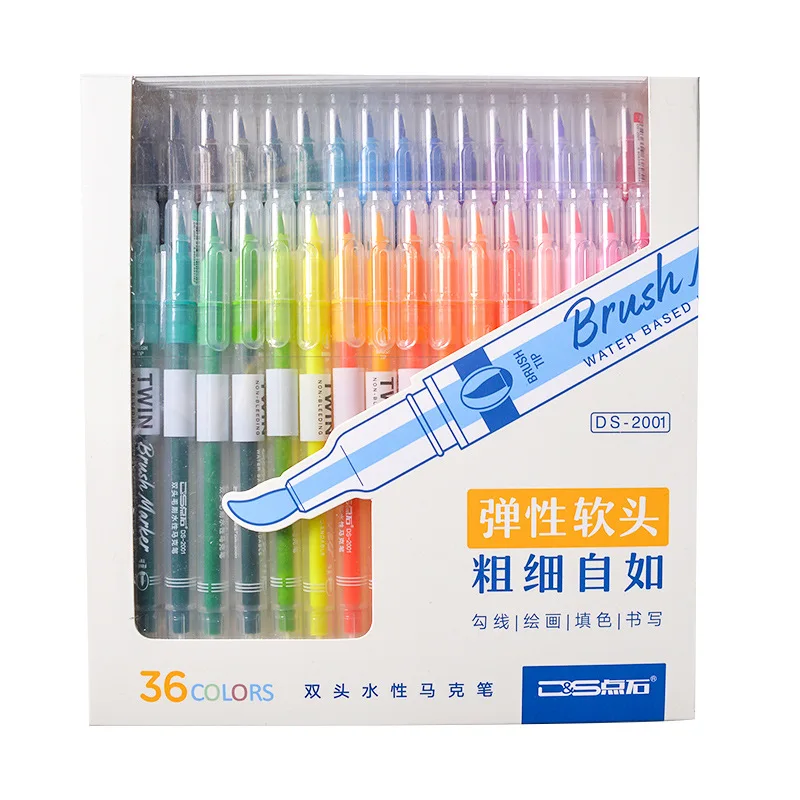 Мягкая кисть, карандаш, водостойкая ручка, ручка, цветные художественные маркеры, ручки для каллиграфии, канцелярский комплект, принадлежности для живописи - Цвет: 36colors set