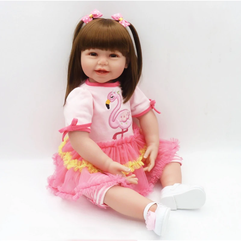 24Inch 64cm Simulation Newborn Baby Girl Bonecas Charm With Cute Suit And Small White Shoes Silicone Reborn Doll | Игрушки и хобби