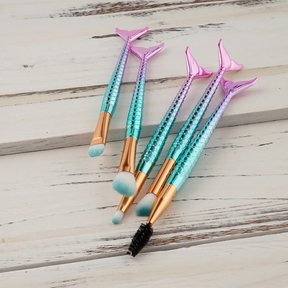 5PCS Mermaid Brush Set Foundation Eyeshadow Brushes Makeup Brushes Beauty F907 on