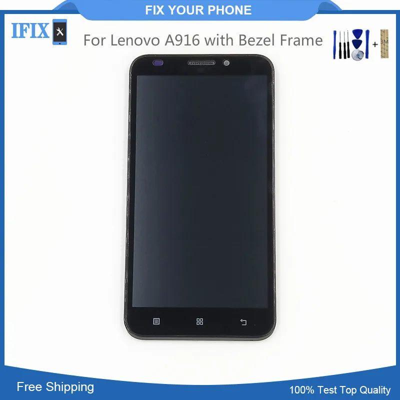 

Black White For Lenovo A916 LCD Display with Touch Screen Digitizer Smartphone with Bezel Frame
