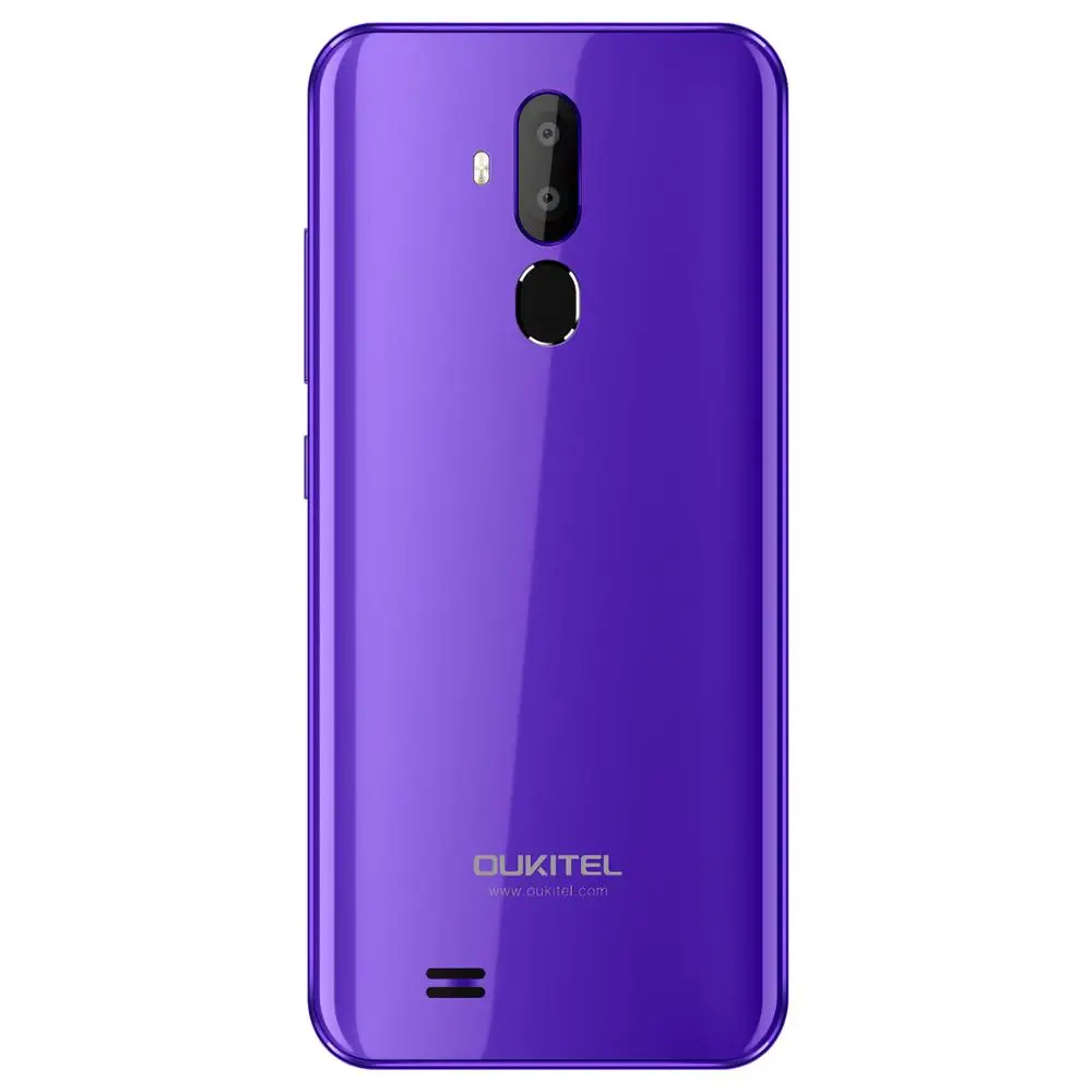 OUKITEL C12 6,1" Android 8,1 мобильный телефон MT6580 четырехъядерный 2G ram 16G rom отпечаток пальца 3g 3300mAh смартфон Face ID - Цвет: Purple