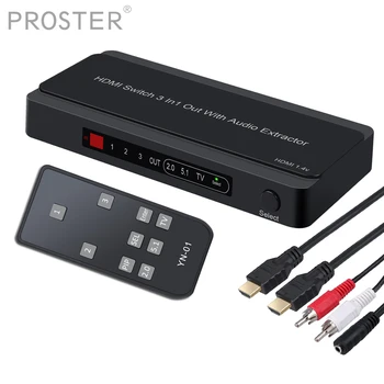 

Proster 4K 3 Port HDMI Switch with HDMI Audio Extractor DAC Converter Analog Optical Toslink SPDIF Output 4K 3D 1080P PIP