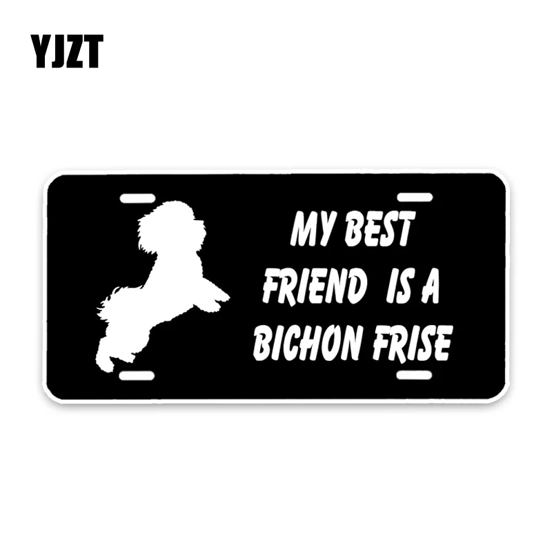 

YJZT 15*7.3CM My best friend is a Bichon Frise Dog Car Bumper Window Waterproof PVC Sticker Decal C1-4654