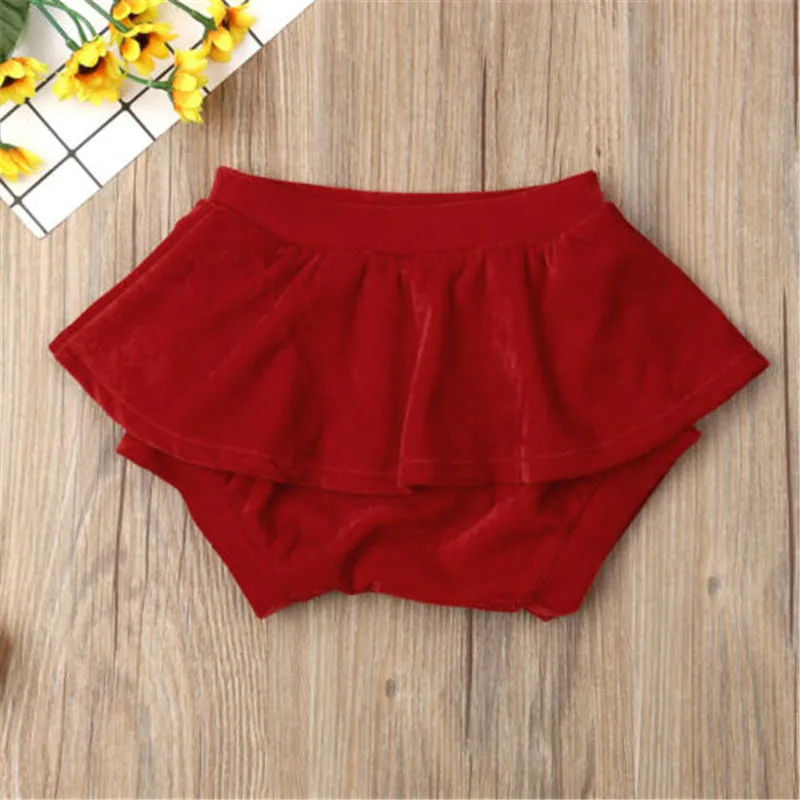 PUDCOCO Мода для новорожденных девочек бархатные трусики плавки Блумер летом чехол на детские памперсы трусы 0-24 M - Цвет: Красный