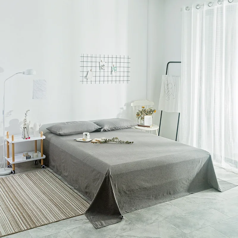 

Bed Sheet Cold Gray Solid Color Pillowslip Bed Linen Cotton Soft Queen Size Mattress Covers Flat Sheet Sets 240x250cm Set 3 Size