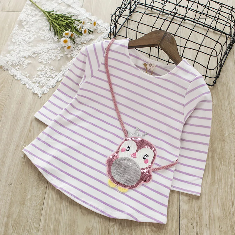 Осенняя футболка в полоску для девочек, Полосатые блузки с длинными рукавами и рисунком совы для маленьких девочек, топы для детей, одежда для детей