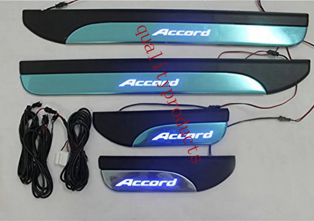 LED light 4 Door Stainless Door Sill Plate Guard For Honda Accord 2013 2015 car styling