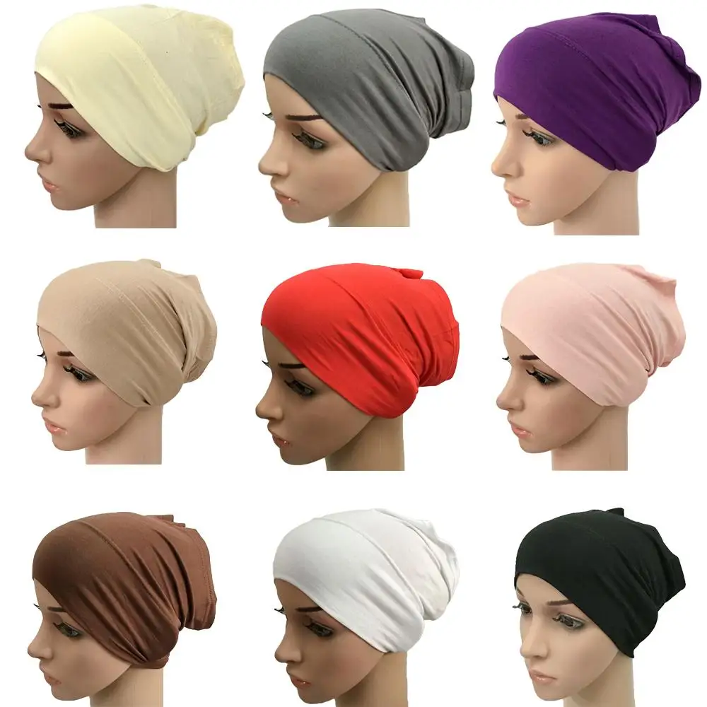 

Modal Cotton Muslim Women Inner Cap Islamic Underscarf Hair Loss Hat Scarf Solid Color Patchwork Tube Cap Bone Bonnet Beanies