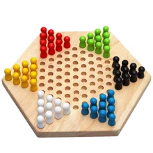 New Most Popular Classic Checkers High Quality Hexagon Wooden Chessboard Chess Set Children Family Entertainment Gift Board Game