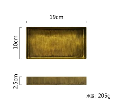 Винтажный Золотой поднос металлическая железная прямоугольная тарелка украшение дома реквизит для фотосъемки геометрические старые лотки для закусок - Цвет: S