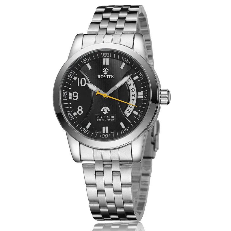 

Fashion Luxury Silver Automatic Mechanical Wrist Watch Sport Skeleton Stainless Steel Mens Watch Date Calendar Reloj para hombre