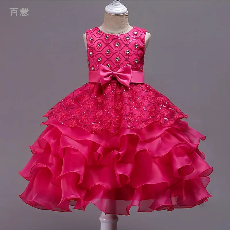 

tutu yarn Girls Summer Dress Princess Dress Ball Gown Wedding Evening Dresses Girl Bow Princess baby girl clothes vestido new