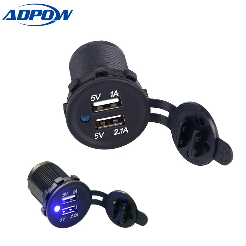 ADPOW 12 24 в USB зарядное устройство 3.1A двойной разъем для мотоцикла Авто Грузовик ATV