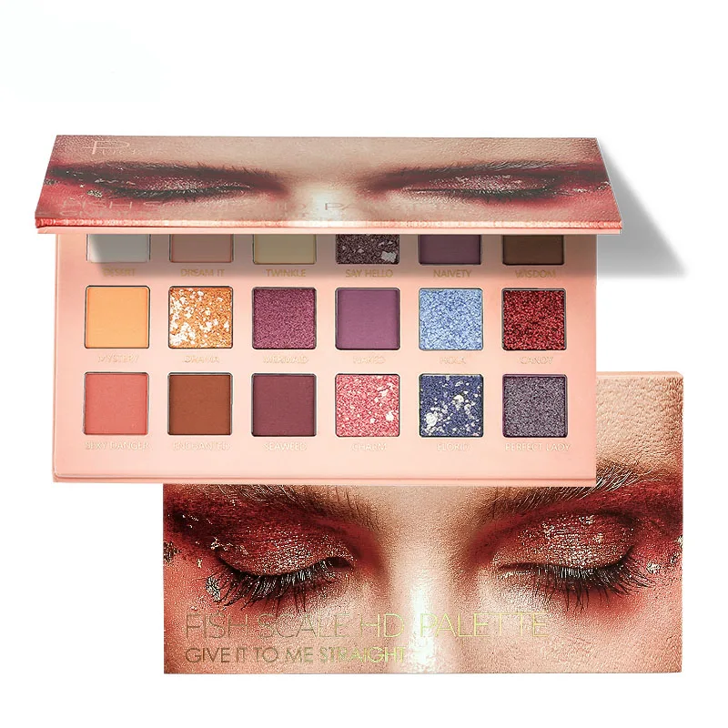 

18 Colors Shiny High Light Eighteen Eyeshadow Tray Shimmer Matte Waterproof Smudge-proof Long-Lasting Eye Shadow
