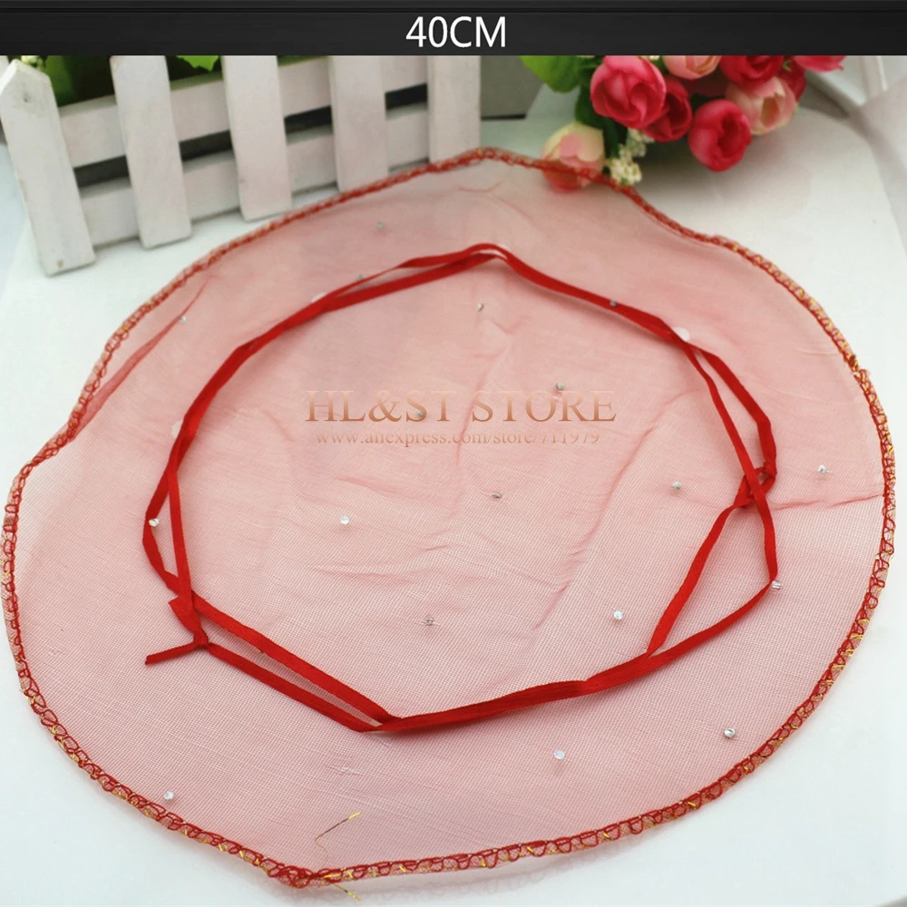 100 PCS 40CM Round Red Color Organza Jewelry Bags Small Gift Packaging Pouches For Wedding